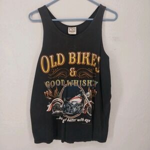 Vintage 1993 Biker Motorcycle Tank Top Old Bikes & Good Whiskey Size Large‎